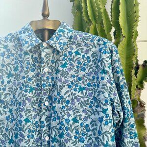 Fairlane & Sons Blue Floral Shirt Size L Slim